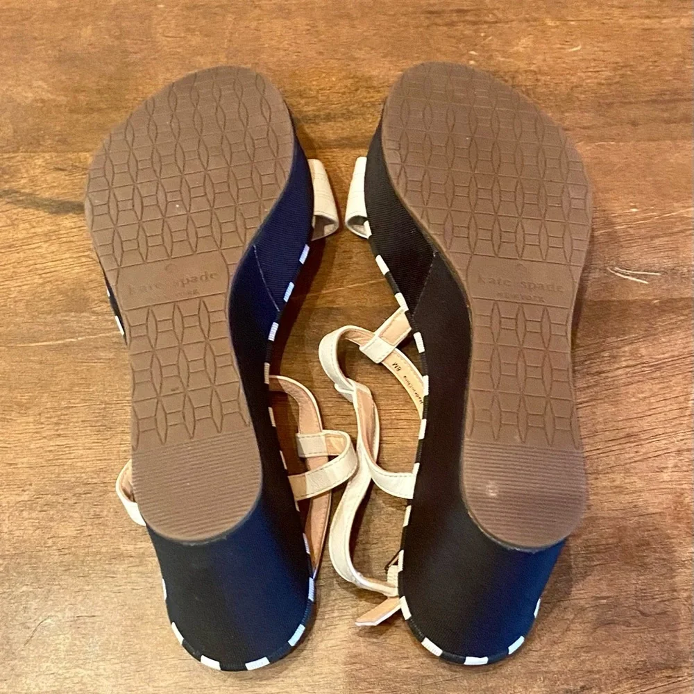 kate spade White and Black T-Strap Platform Wedge Sandals - Picture 7 of 11